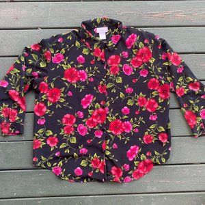 Vintage Plus Size Floral Button Up